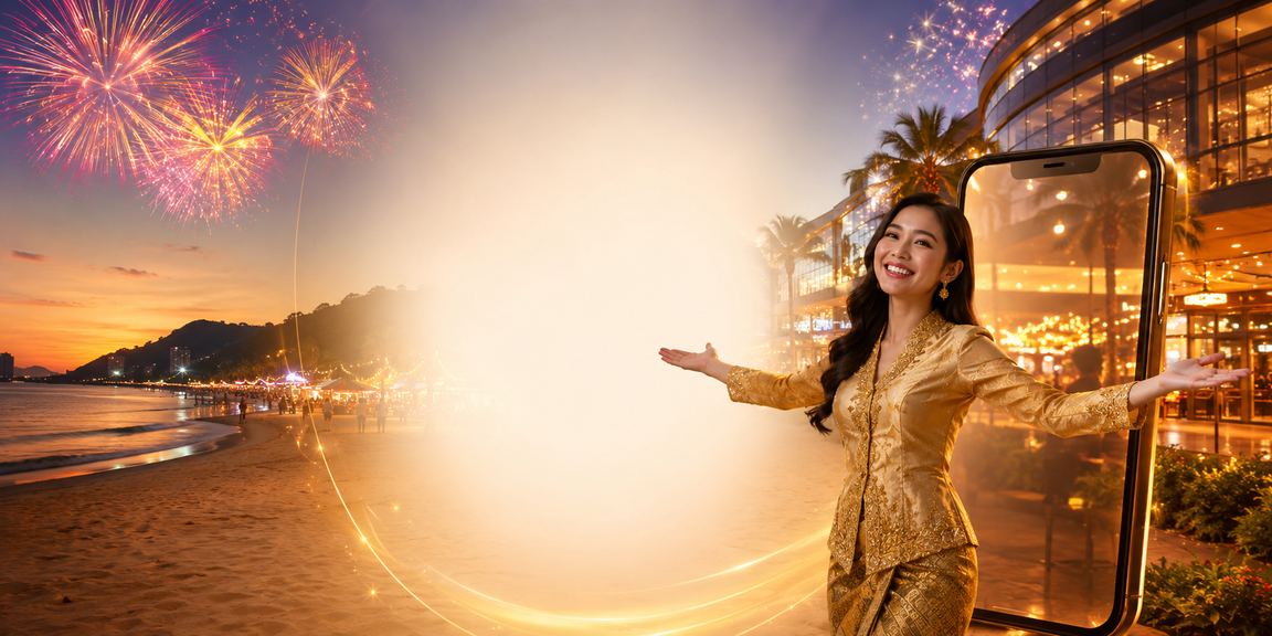 Pengguna wanita di Pulau Pinang melihat promosi VIP mko88 pada telefon